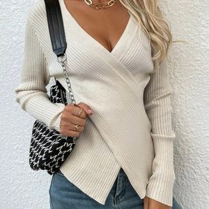 V neck wrapped sweater